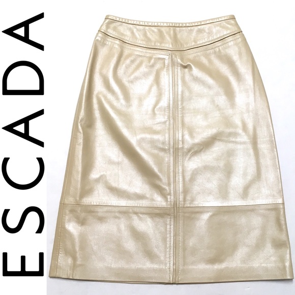 Escada Dresses & Skirts - EUC Escada Pearl A-line midi leather skirt 34 4